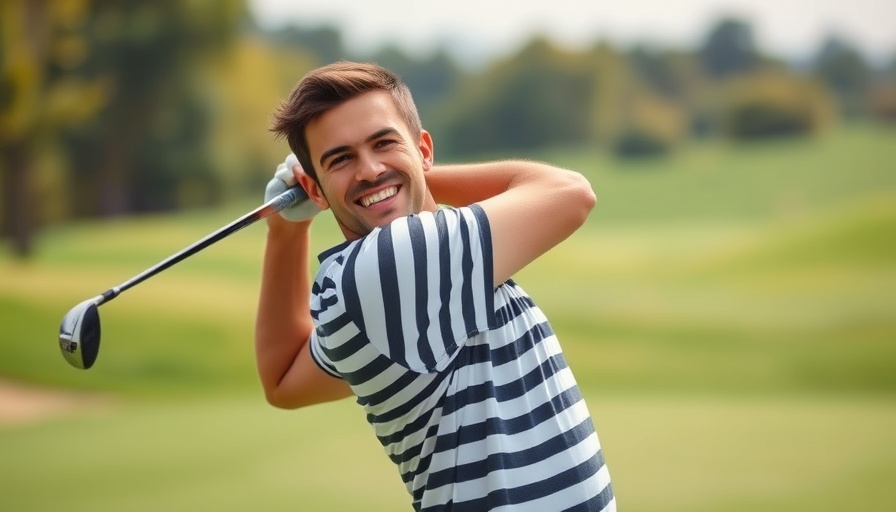 Golf player mid-swing with digital overlay, 2025 NFL Draft