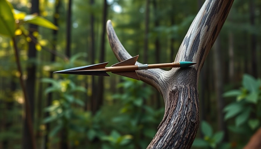 Single-bevel broadhead resting on antler in forest, showcasing advantages.