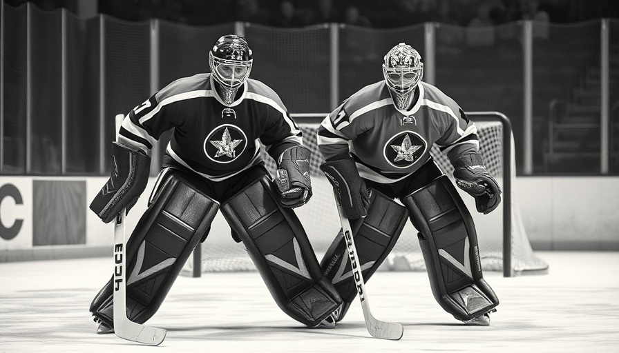 Classic ice hockey goalies on rink, Wisconsin outdoor recreation.
