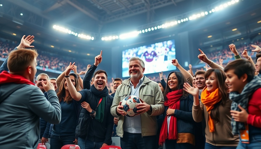 Enthusiastic fans at a Wisconsin sports event, engaging interaction.