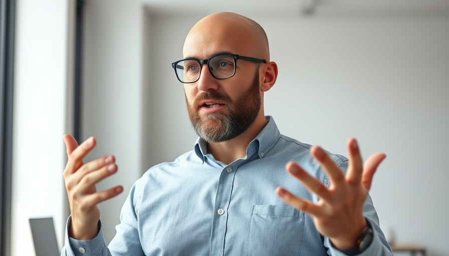 Man in office discussing email marketing strategy.