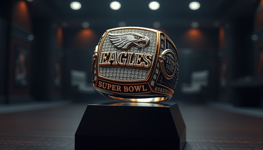 Luxurious Eagles' Super Bowl ring with intricate wings design.