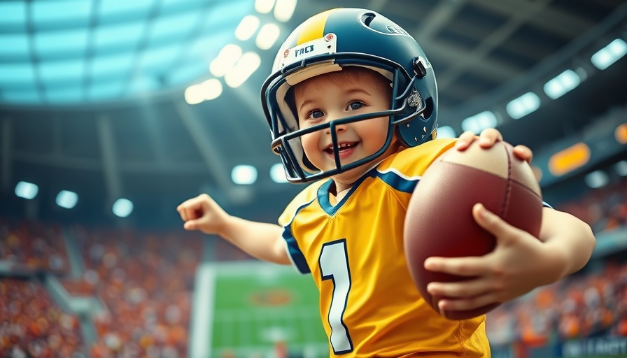 Young child plays football on Wisconsin field, embodying outdoor recreation.