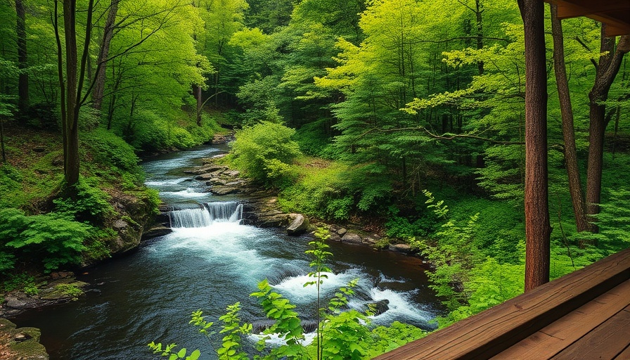 Scenic waterfall on North Country Trail, Wisconsin travel.