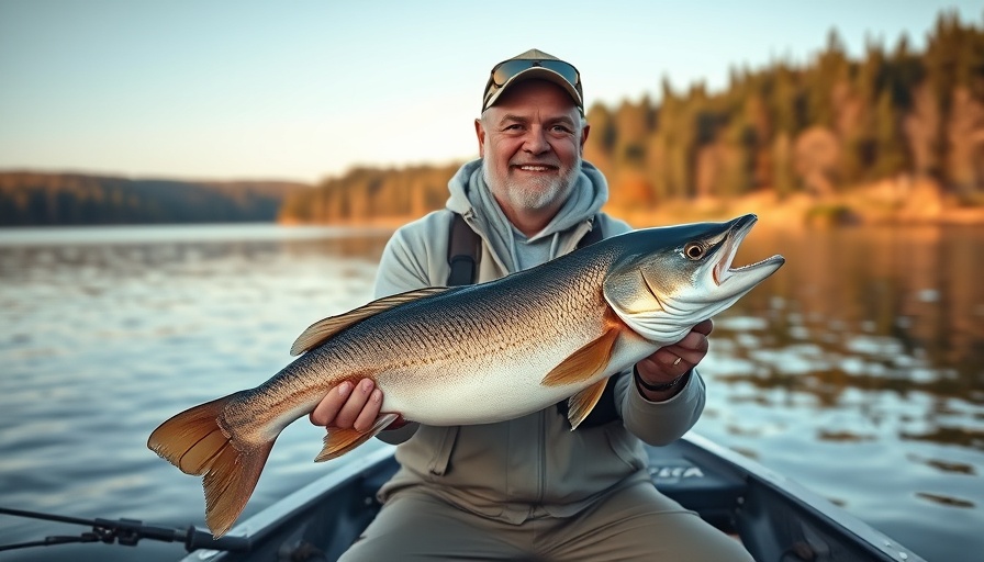 Man on a boat holding a trophy fish at a Wisconsin fishing spot.