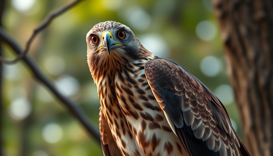 Hawk in a tree, symbolizing Wisconsin outdoor activities, close-up.