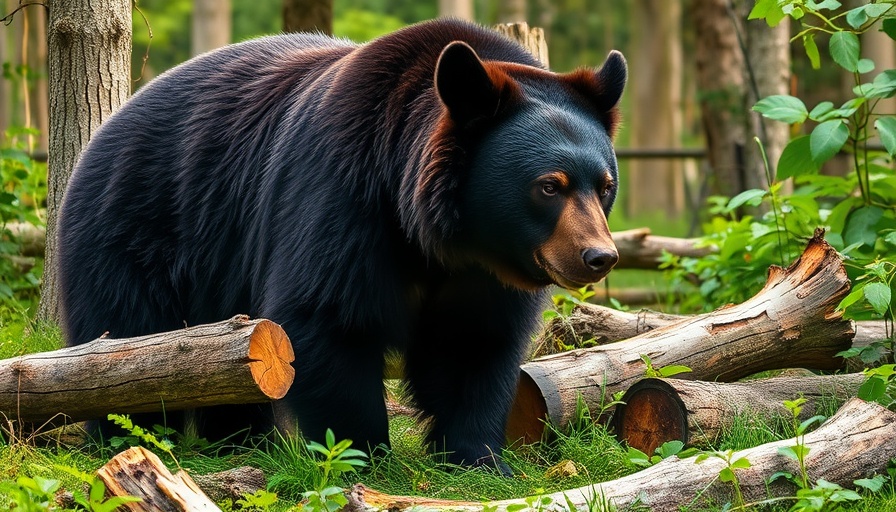 Black bear exploring a forest in Wisconsin, exemplifying outdoor nature.