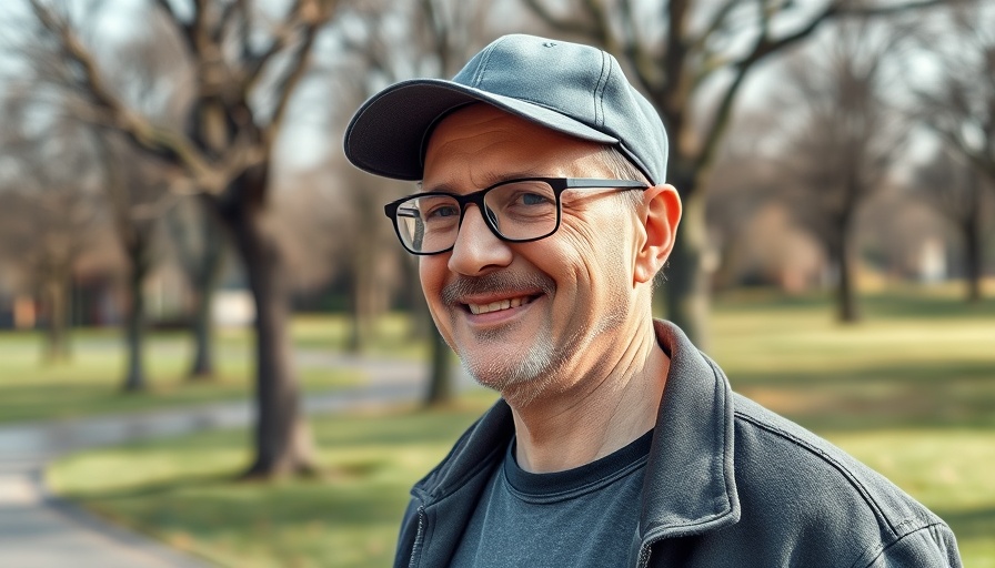 Middle-aged man enjoying Wisconsin outdoor activities in a park