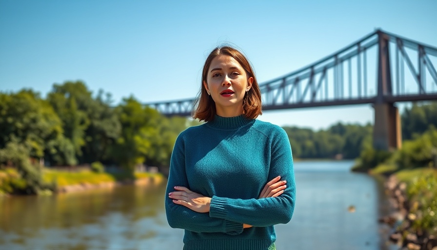 Young woman discussing Wisconsin family activities by a river.