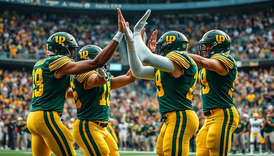 Wisconsin outdoor recreation: football players in action at a lively stadium.