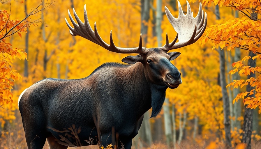 Moose in Wisconsin forest during autumn, showcasing outdoor activity.
