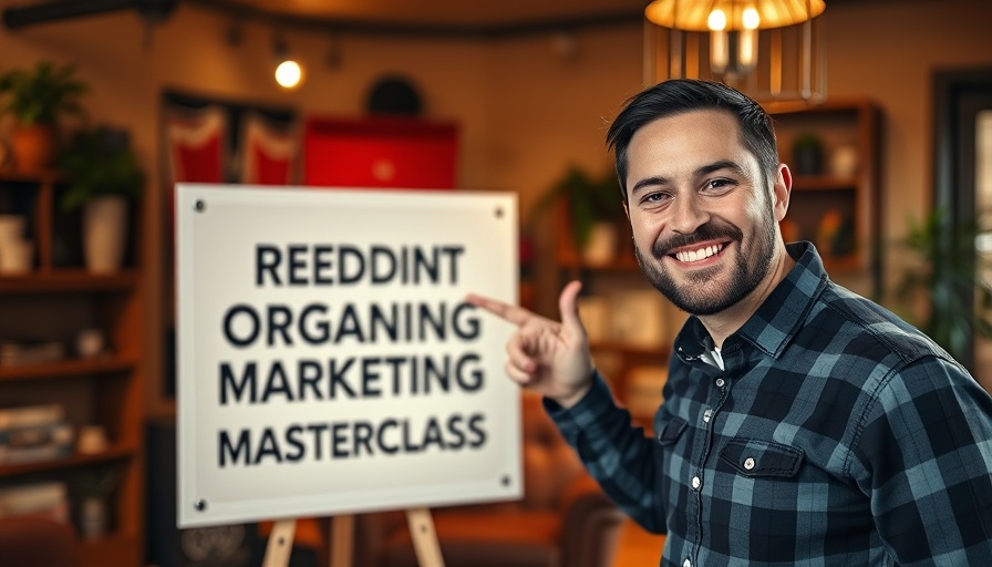 Reddit marketing strategies masterclass poster with smiling man.