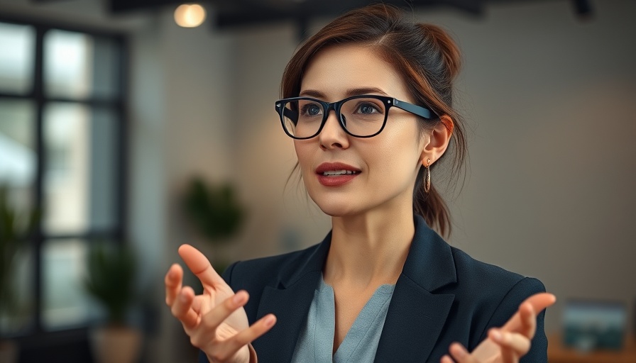 Interview with a woman in a beige suit discussing complex systems.