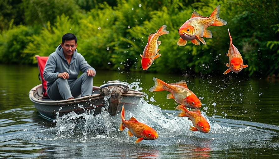 Asian carp management in action with experts on a boat in a river