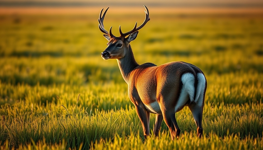 Deer in a Wisconsin field during sunset, showcasing local wildlife.