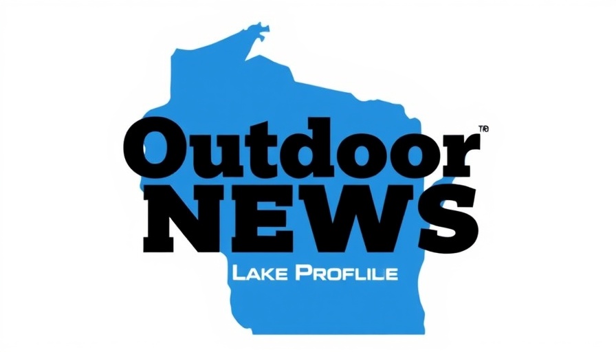 Blue silhouette of Wisconsin state with 'Outdoor News' text, vector design.