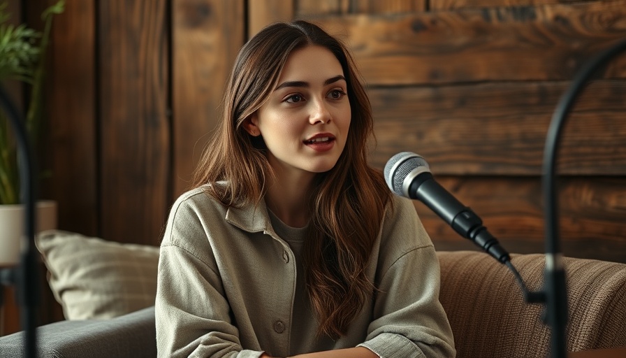 Casual young woman speaking indoors with rustic decor.