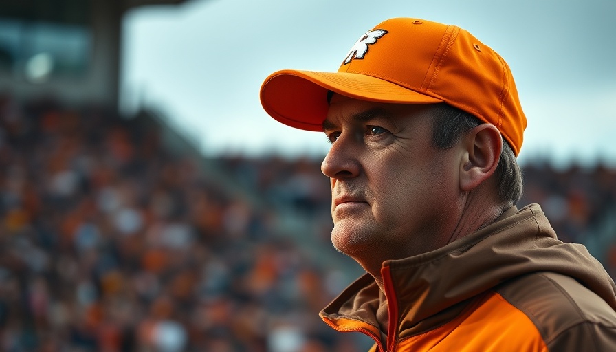 Determined coach preparing for 2025 NFL Draft in stadium.