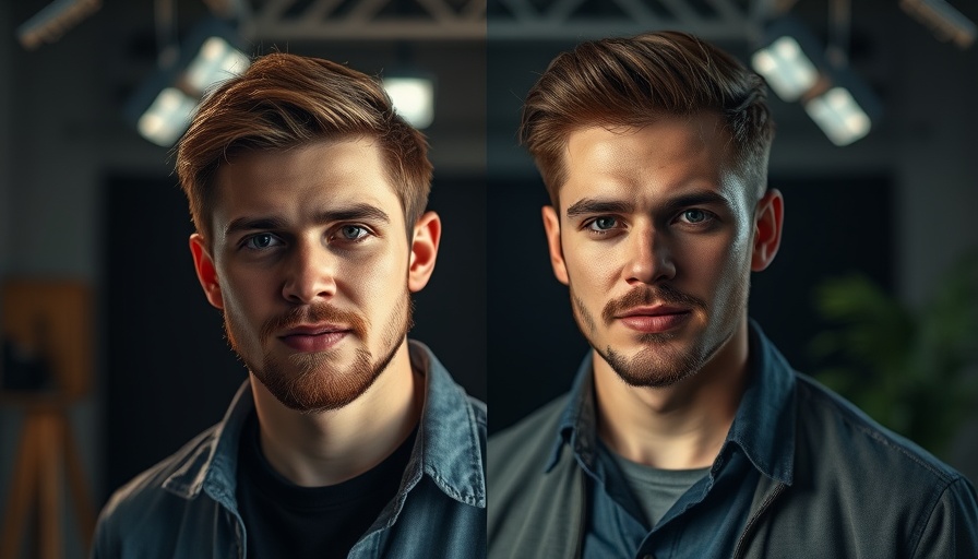 Video marketing strategy representation with man's transformation.