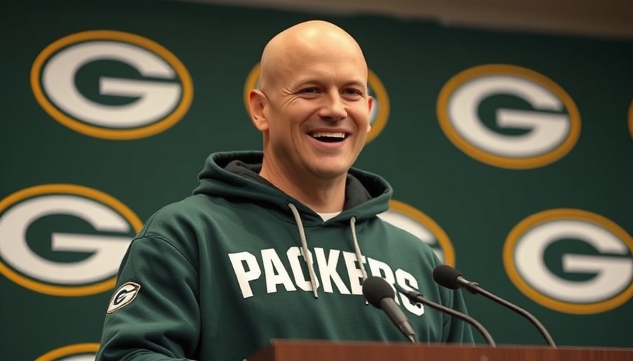 Green Bay Packers press conference with smiling speaker at podium