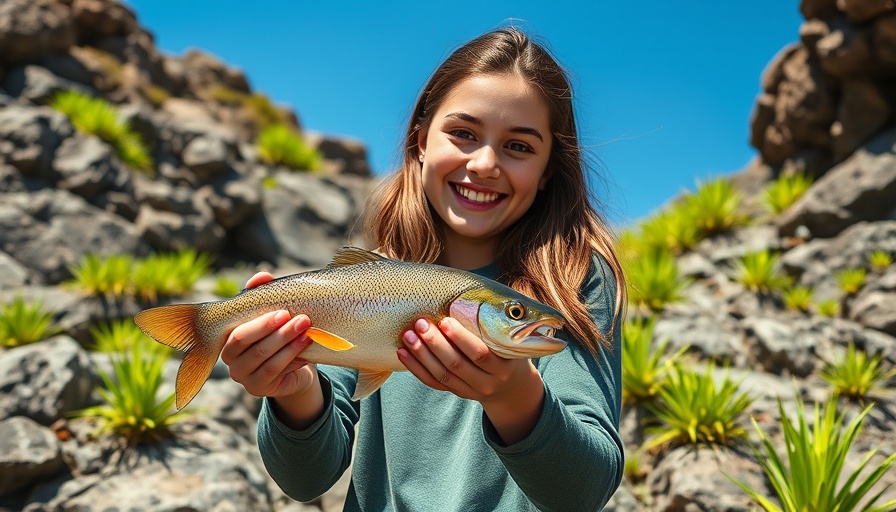 Young girl enjoying Wisconsin outdoor activities with fish.