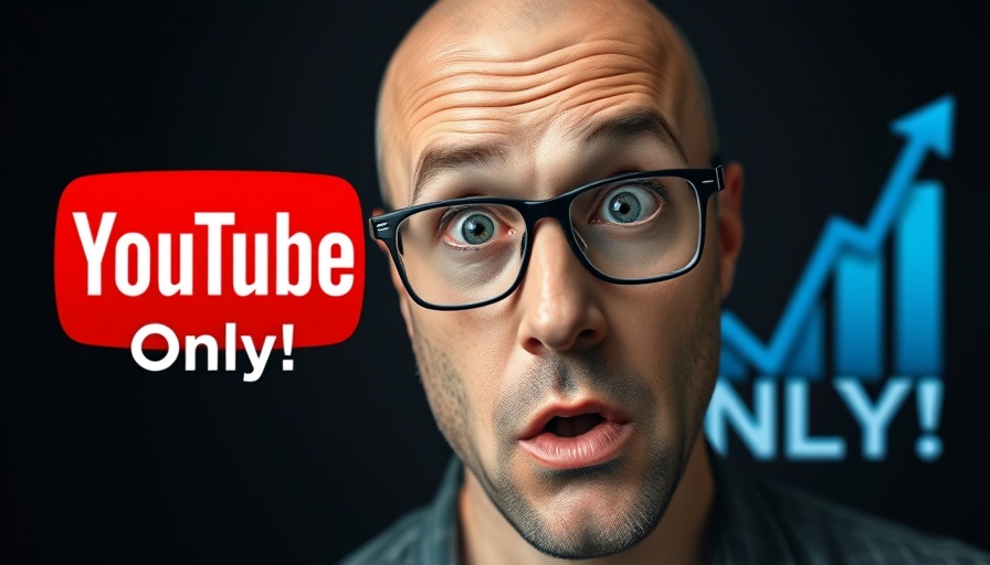 Man with glasses surprised, YouTube logo, video marketing concept