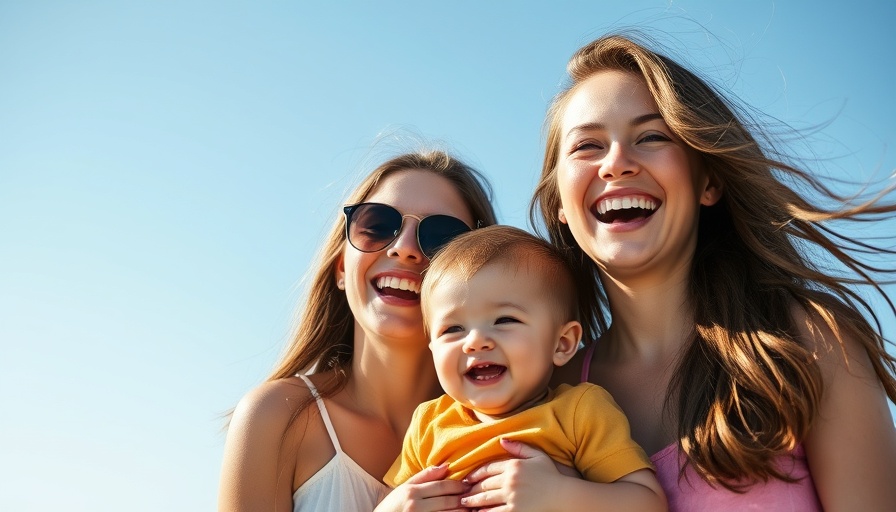 Joyful scene of women and child outdoors, Wisconsin shopping.