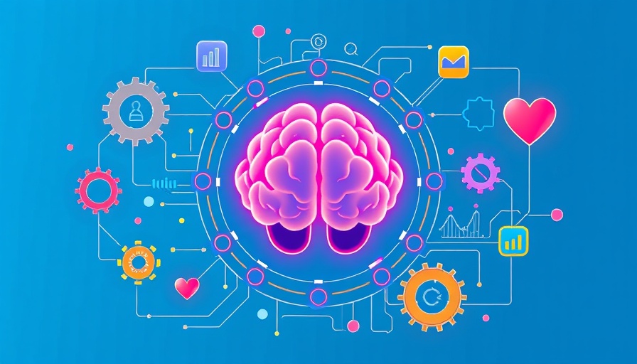 Illustration of marketing automation with symbolic elements.