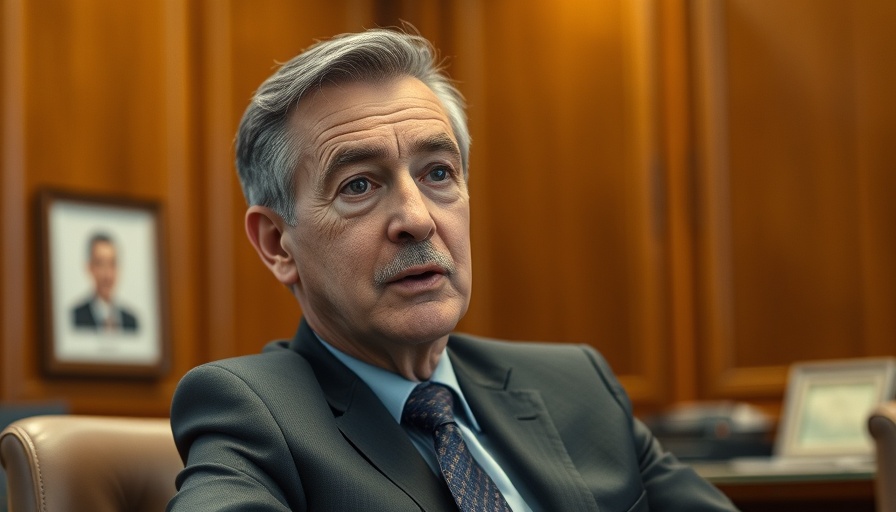 Middle-aged man speaking in a formal office setting.