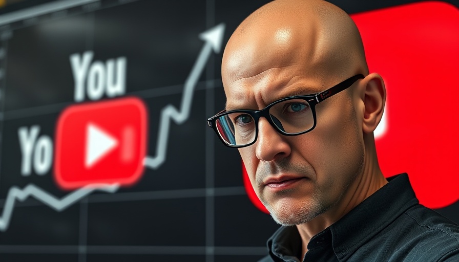 Man discussing video marketing strategy near YouTube logo and chart.