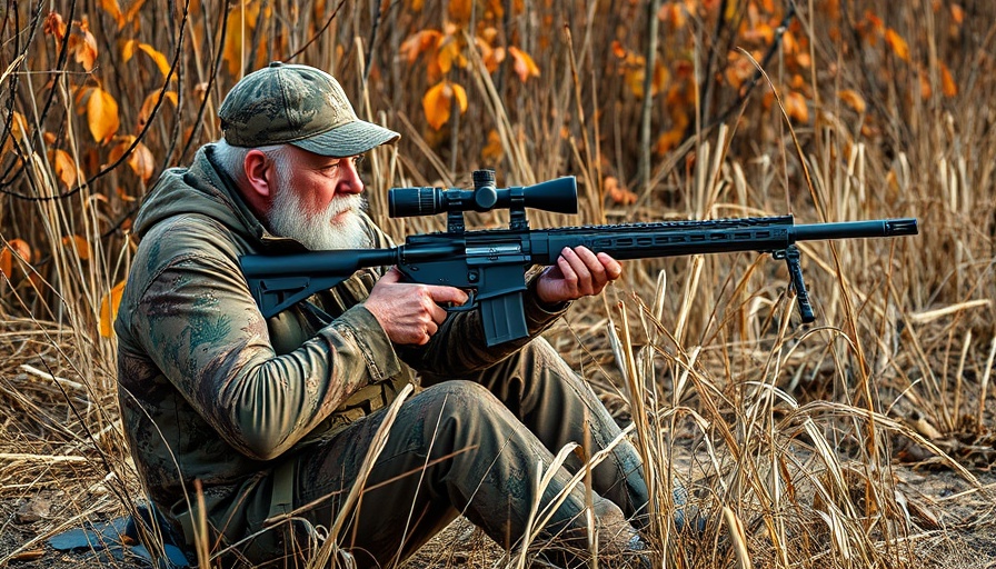 Hunter using shooting sticks during Wisconsin hunting season.
