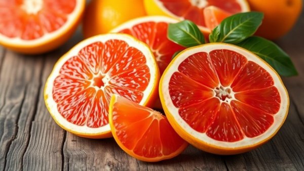 Is grapefruit safe for pets: vibrant sliced grapefruits on wood