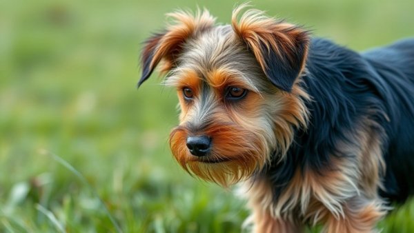 Dog with chronic itching scratching its ear outdoors.