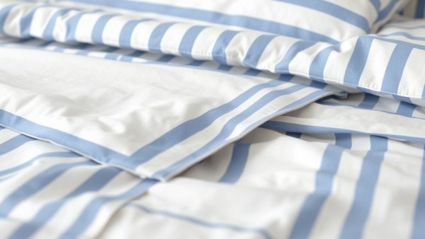 Striped bedding inspired by shirting with button detail.