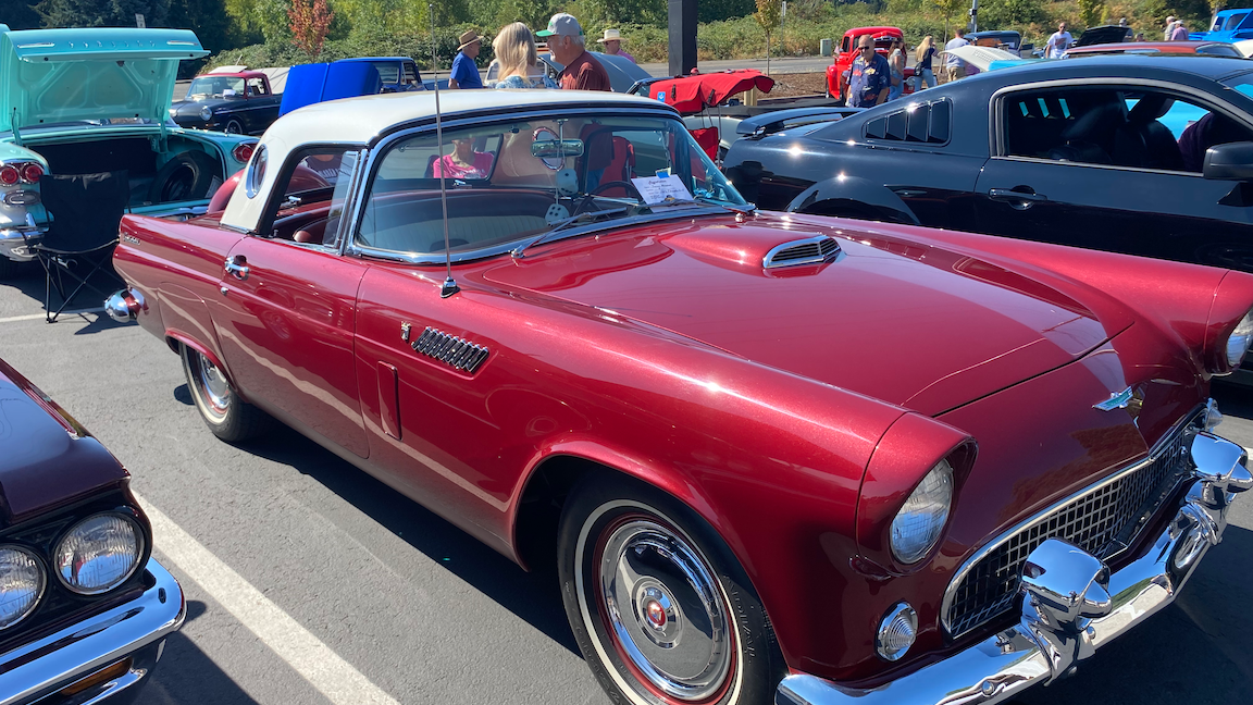 sporty red convertible at classic car show