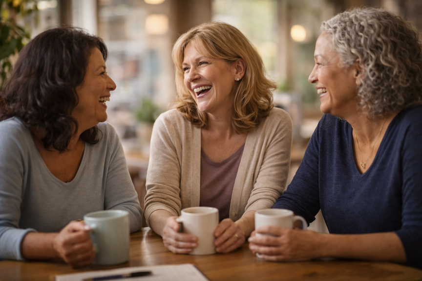 Women laughing together, representing friendship and social connection in midlife