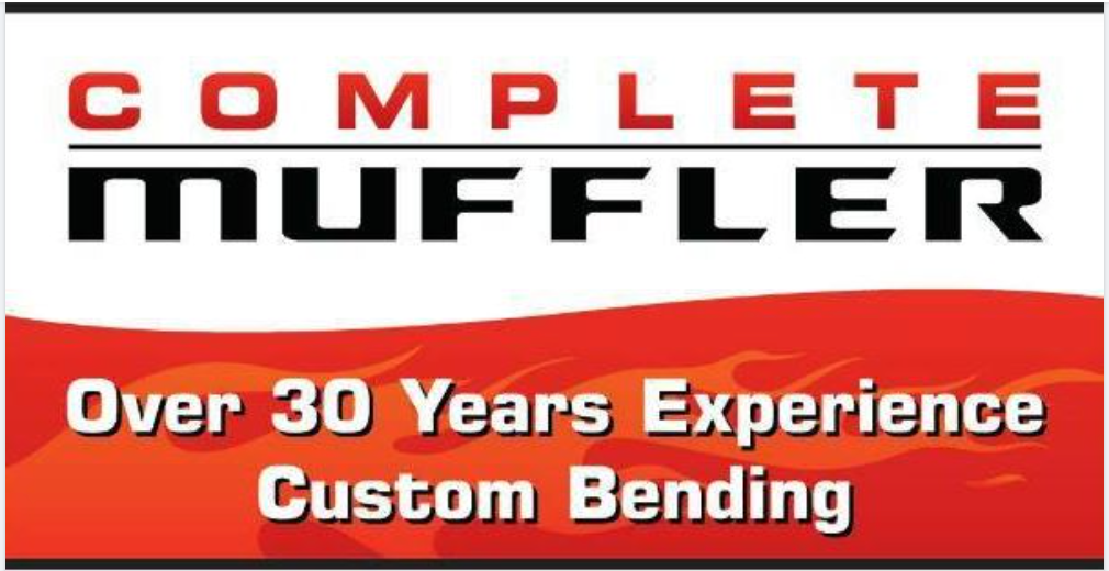 Complete Muffler logo, red & white, event sponsor