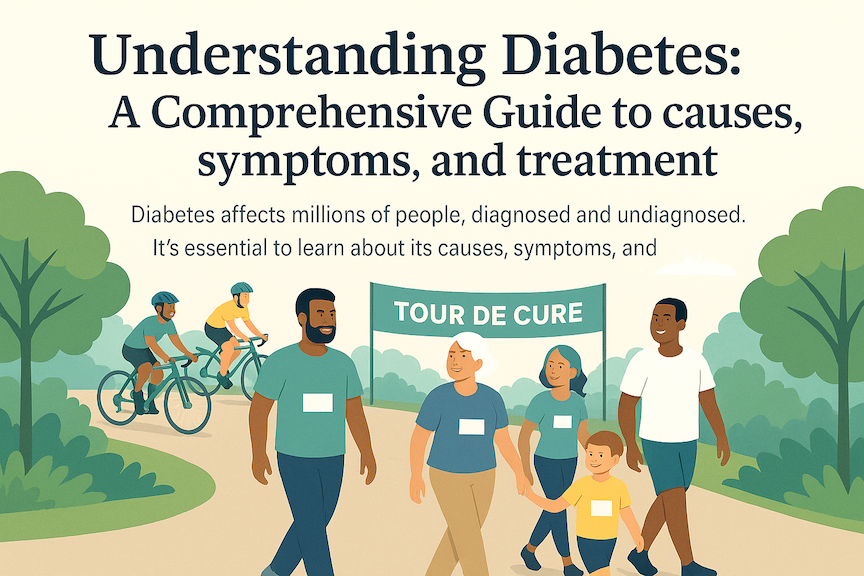 Understanding Diabetes_A Guide, illustration of people in diabetes walk event