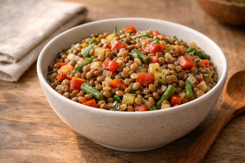 Rustic lentil and vegetable dish