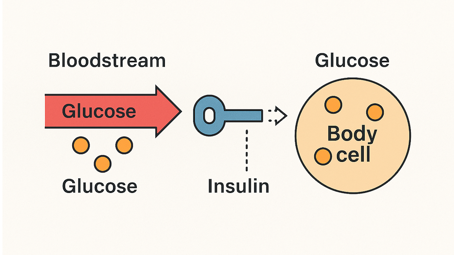  Simple diagram showing insulin’s role in helping glucose enter cells
