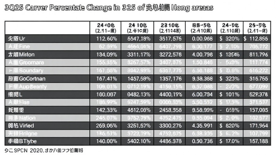 Hong Kong office market rebound: table of percentage changes.
