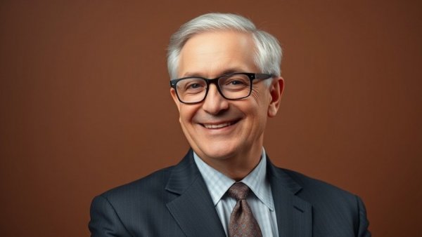 Professional middle-aged man smiling, discussing U.S. home sales predictions 2026.