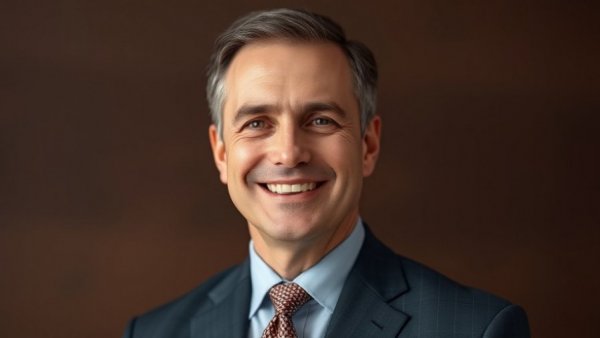 Middle-aged man in suit smiling, professional portrait.