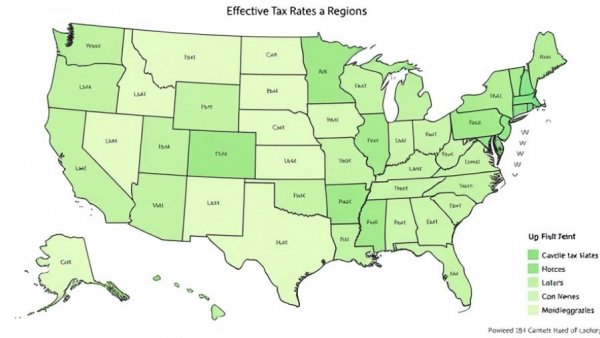 US map displaying effective tax rates variations for property taxes 2025.