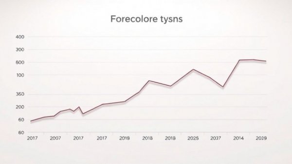 Line graph of US foreclosure starts 2007-2026 showing declining trend.