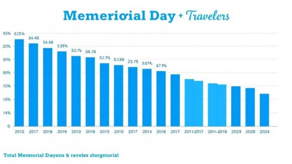 Bar chart of Memorial Day travel projections from 2019 to 2026.