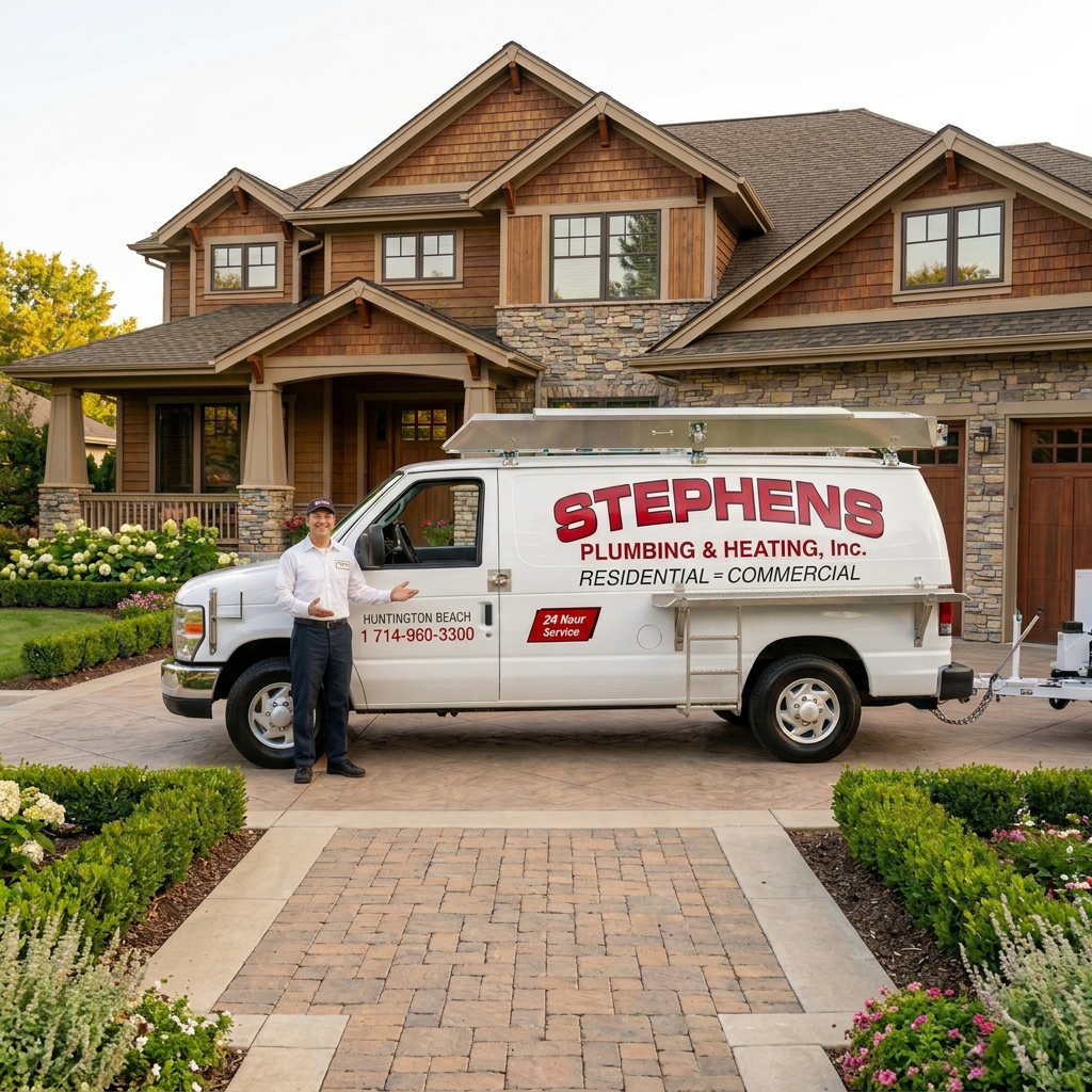 Photorealistic image of Stephens Plumbing, Heating & Air Conditioning in Huntington Beach.