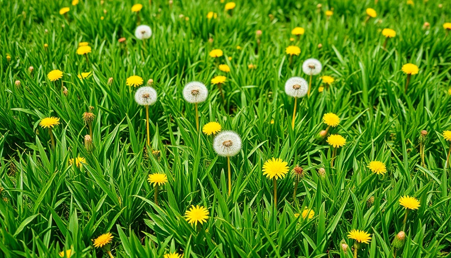 Vibrant lawn with dandelions and yellow flowers, benefits of dormant seeding.
