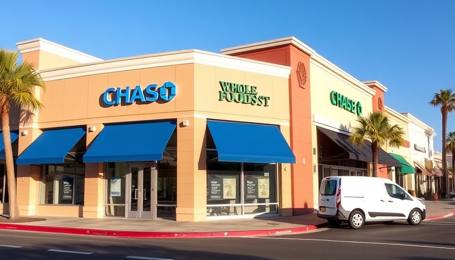 Modern Chase bank at 2nd & PCH with blue awnings.