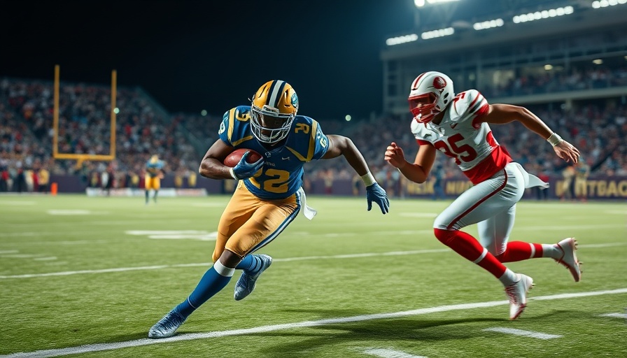 Dynamic football play in Orange County match, intense action.